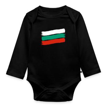 Bulgaria Flag Bulgarian flag Golden Sands - Organic Longsleeve Baby Bodysuit - black - Front