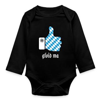 Bayrischer Spruch - Baby Bio-Langarm-Body - Schwarz - Vorne
