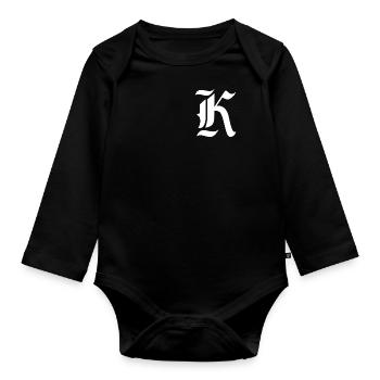 Letter K personalized gift alphabet first name Christmas - Organic Longsleeve Baby Bodysuit - black - Front
