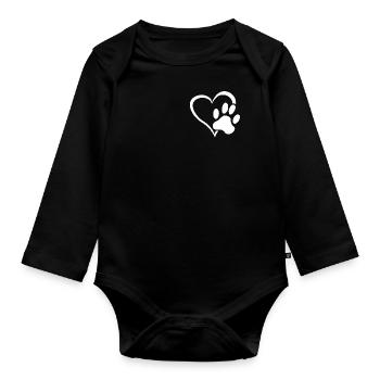 Dog Paw Dog Heart Paw Dog Love Dog Owner - Organic Longsleeve Baby Bodysuit - black - Front