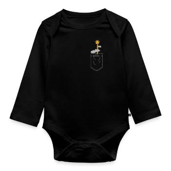 Breast pocket - Organic Longsleeve Baby Bodysuit - black - Front