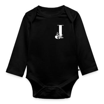 Buchstabe J - Baby Bio-Langarm-Body - Schwarz - Vorne