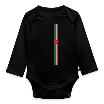 Italy flag line vertical - Organic Longsleeve Baby Bodysuit - black - Front