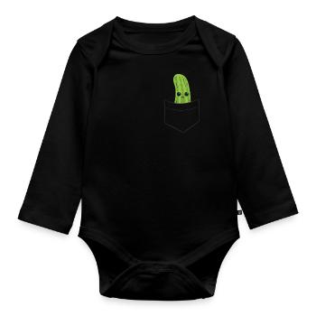 Cucumber - In chest pocket / shirt pocket - Organic Longsleeve Baby Bodysuit - black - Front