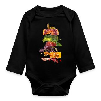 Obst & Gemüse - Baby Bio-Langarm-Body - Schwarz - Vorne