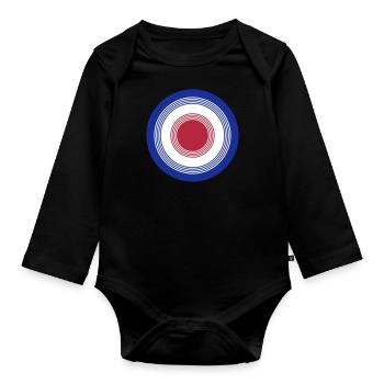 Mod Target Vektor Circles - Organic Longsleeve Baby Bodysuit - black - Front