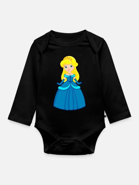 Prinzessin - Baby Bio-Langarm-Body - Schwarz