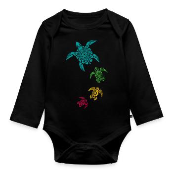 Schildkröten - Baby Bio-Langarm-Body - Schwarz - Vorne