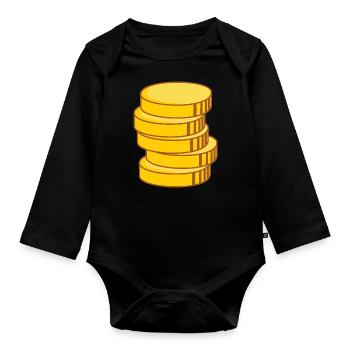 Geld - Baby Bio-Langarm-Body - Schwarz - Vorne