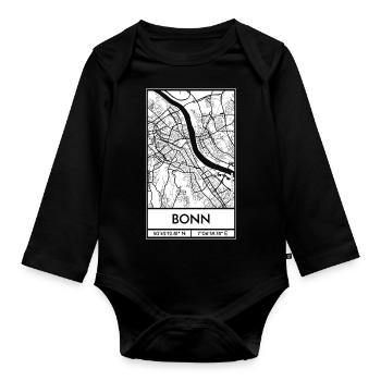 Bonn – City Stadtplan Map Karte (weiß) - Baby Bio-Langarm-Body - Schwarz - Vorne