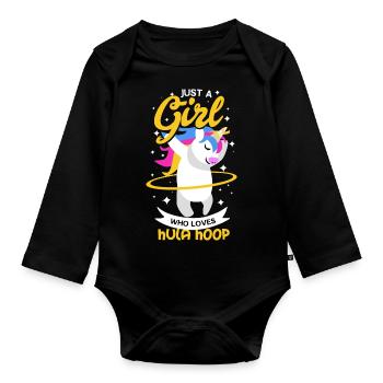 Hula Hoop Einhorn - Baby Bio-Langarm-Body - Schwarz - Vorne