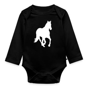 Horse Icon - Organic Longsleeve Baby Bodysuit - black - Front