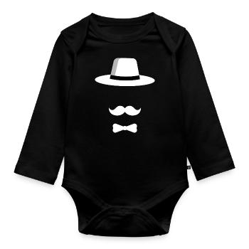 Hut und Schnurrbart - Baby Bio-Langarm-Body - Schwarz - Vorne
