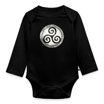 Breizh triskel rond 2 - Body Bébé bio manches longues - noir - Devant