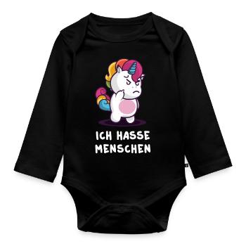 I HATE PEOPLE - Organic Longsleeve Baby Bodysuit - black - Front