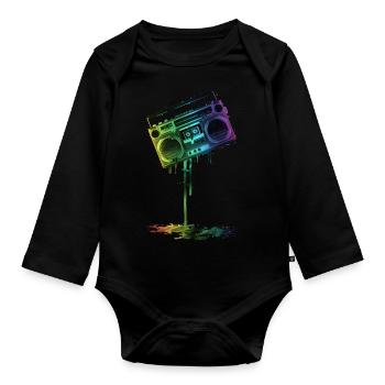 GUETTO BLASTER - Organic Longsleeve Baby Bodysuit - black - Front