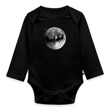 Mond Weihnachtsmann - Baby Bio-Langarm-Body - Schwarz - Vorne