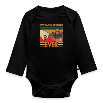 Best Dachshund Dad Ever - Organic Longsleeve Baby Bodysuit - black - Front