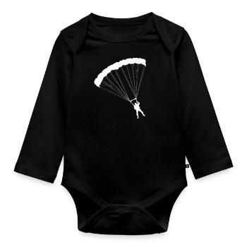 Parachutist - Organic Longsleeve Baby Bodysuit - black - Front