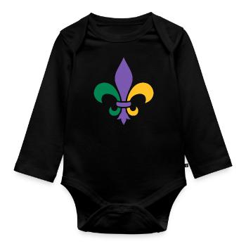 Mardi Gras - Organic Longsleeve Baby Bodysuit - black - Front