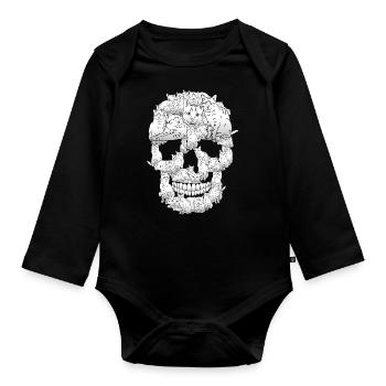 Halloween Chat Crâne Spooky Chat Amant Cadeau - Body Bébé bio manches longues - noir - Devant