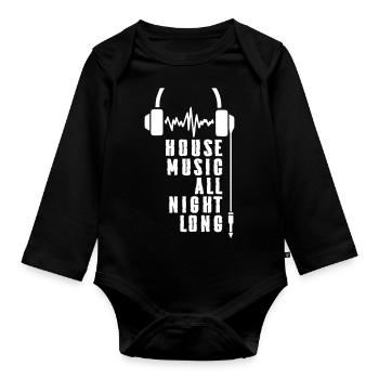 House Music All Night Long DJ - Baby Bio-Langarm-Body - Schwarz - Vorne