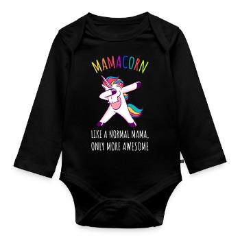 Mamacorn II - Awesome Mama Unicorn - Organic Longsleeve Baby Bodysuit - black - Front