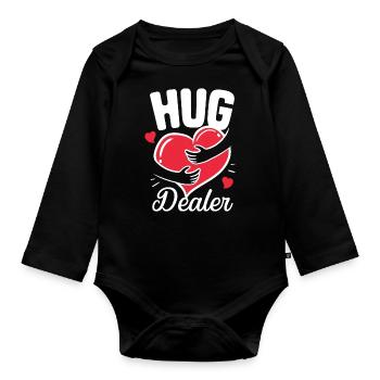 Hug Dealer Cute Valentines Day Gift for Men Women - Body Bébé bio manches longues - noir - Devant