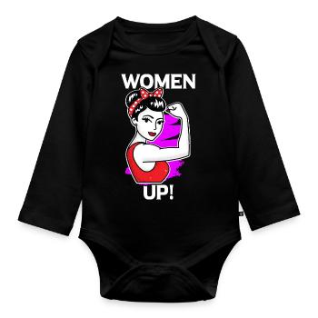 Féministe féministe cadeau feminist - Body Bébé bio manches longues - noir - Devant