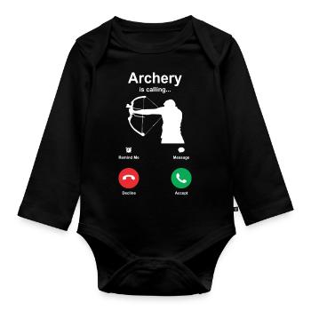 Tir à l’arc Arc arc arc-en-ciel cadeau - Body Bébé bio manches longues - noir - Devant