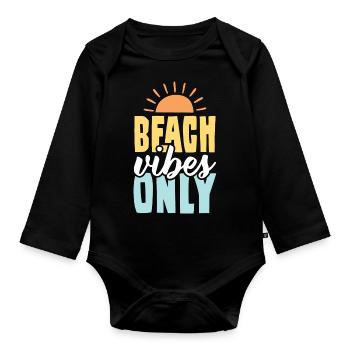 beach beach summer - Organic Longsleeve Baby Bodysuit - black - Front