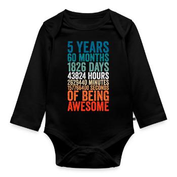 5th anniversary gift, 5th anniversary wedding gift - Organic Longsleeve Baby Bodysuit - black - Front