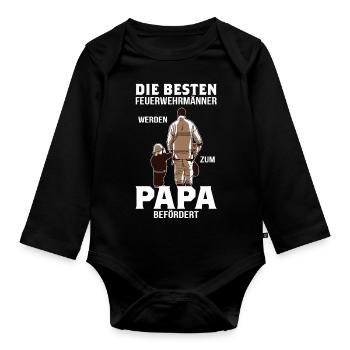 Feuerwehrmann Papa Vatertag Feuerwehr Geschenk - Baby Bio-Langarm-Body - Schwarz - Vorne