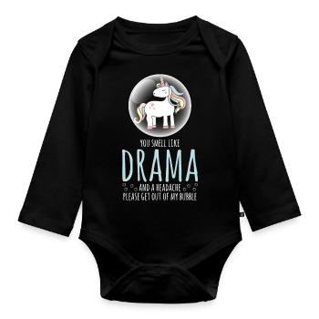 Unicorn You Smell Like Drama and A Headache Please - Body Bébé bio manches longues - noir - Devant