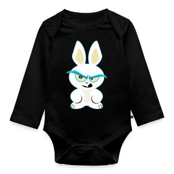 Lusiger White Rabbit, Funny Rabbit Shirt - Organic Longsleeve Baby Bodysuit - black - Front