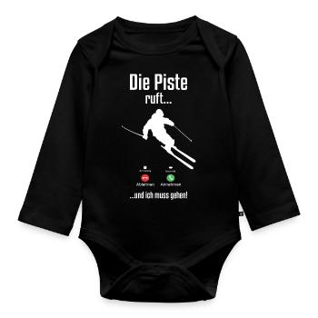 Skifahrer Wintersport Schnee Ski Pisten Geschenke - Baby Bio-Langarm-Body - Schwarz - Vorne