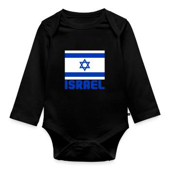 Israel - Organic Longsleeve Baby Bodysuit - black - Front