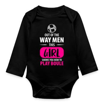 Pétanque Pétanque Pétanque Pétanque Femmes Femmes Filles - Body Bébé bio manches longues - noir - Devant