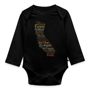 Word Art USA - California - Dark - Organic Longsleeve Baby Bodysuit - black - Front