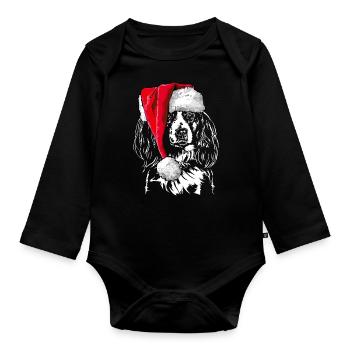 Santa KOOIKERHONDJE Chiens de Noël Wilsigns - Body Bébé bio manches longues - noir - Devant