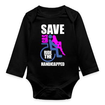 Behindert Humor Lustig - Baby Bio-Langarm-Body - Schwarz - Vorne
