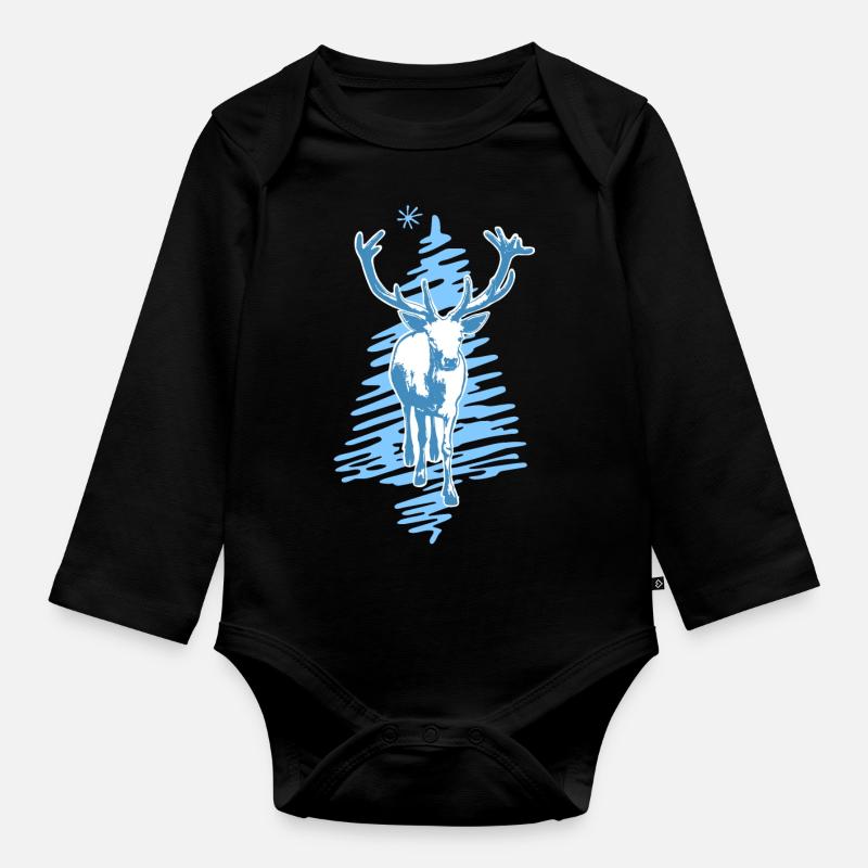 Cerf - Body Bébé bio manches longues - noir