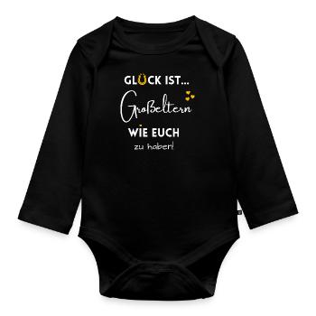 liebevolle Geschenkidee für Oma & Opa Ostern - Baby Bio-Langarm-Body - Schwarz - Vorne