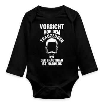 Trauzeuge - Baby Bio-Langarm-Body - Schwarz - Vorne