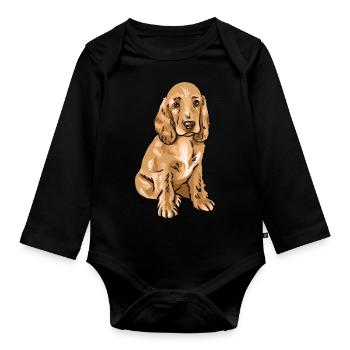 Cocker Spaniel - Organic Longsleeve Baby Bodysuit - black - Front