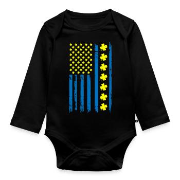 Ukraine Amérique Drapeau Cloverleaf - Body Bébé bio manches longues - noir - Devant
