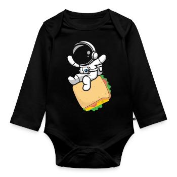 Sandwich Fast Food Astronaut Astronomy - Organic Longsleeve Baby Bodysuit - black - Front