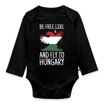 Ungarn Flagge Ungarische Fahne Balaton Hungary - Baby Bio-Langarm-Body - Schwarz - Vorne