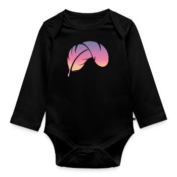 Feather Feeling #3 - Baby Bio-Langarm-Body - Schwarz - Vorne