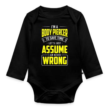 Piercing Tattoo Ring - Organic Longsleeve Baby Bodysuit - black - Front